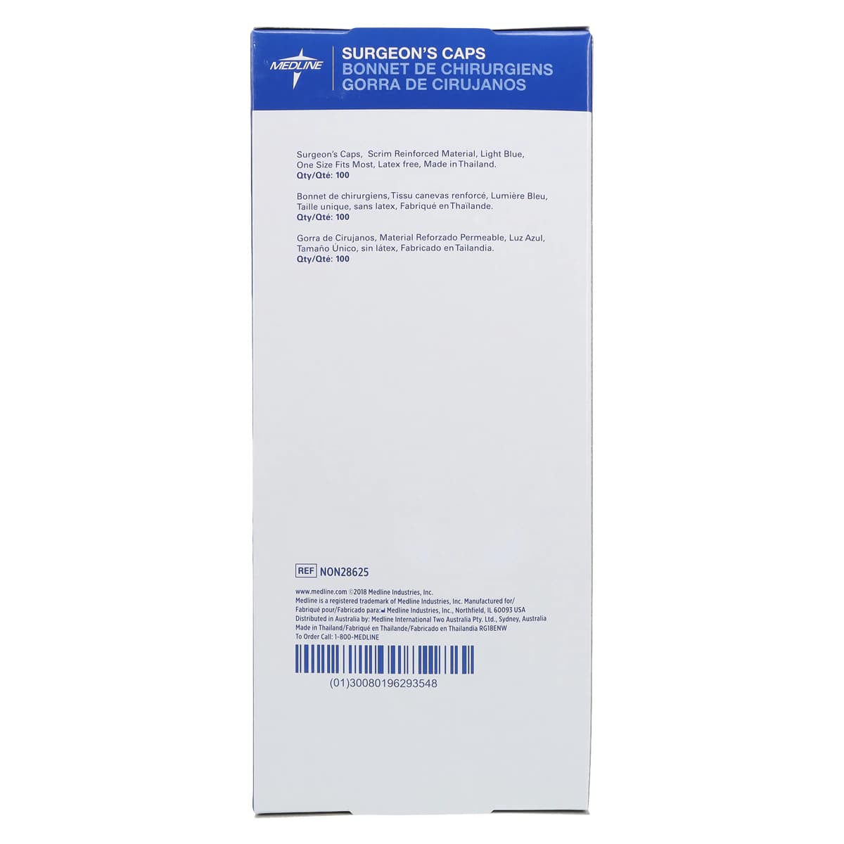 Medline Sheer-Guard Surgeon Cap Tie Back, One Size Fits Most, Blue, Disposable, Latex-Free, 500/Case thumbnail 6