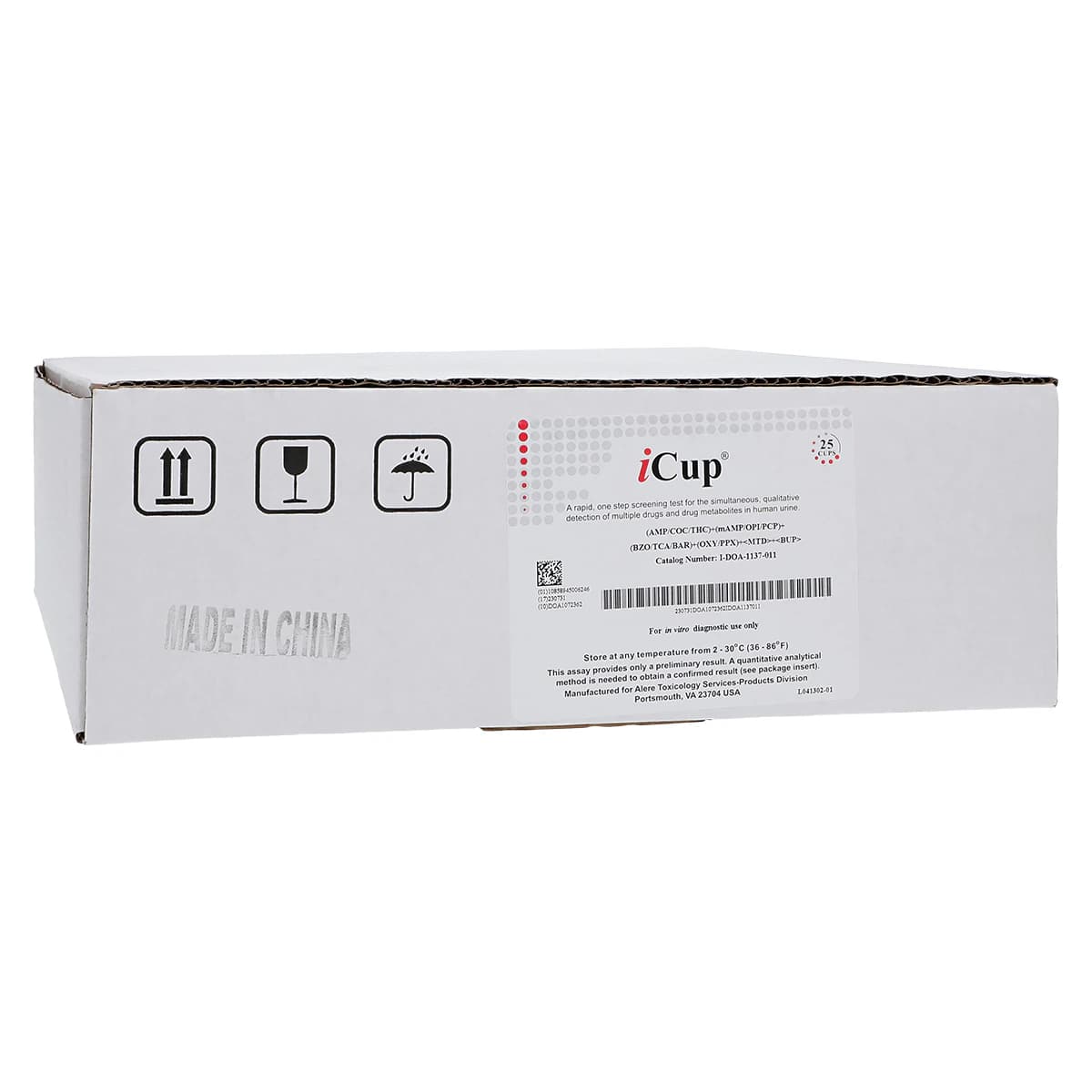 Alere iCup 13-Panel Drug Screen Test Kit, Moderately Complex, 25/Box - I-Cup 13-Panel Drug Test - Image 1