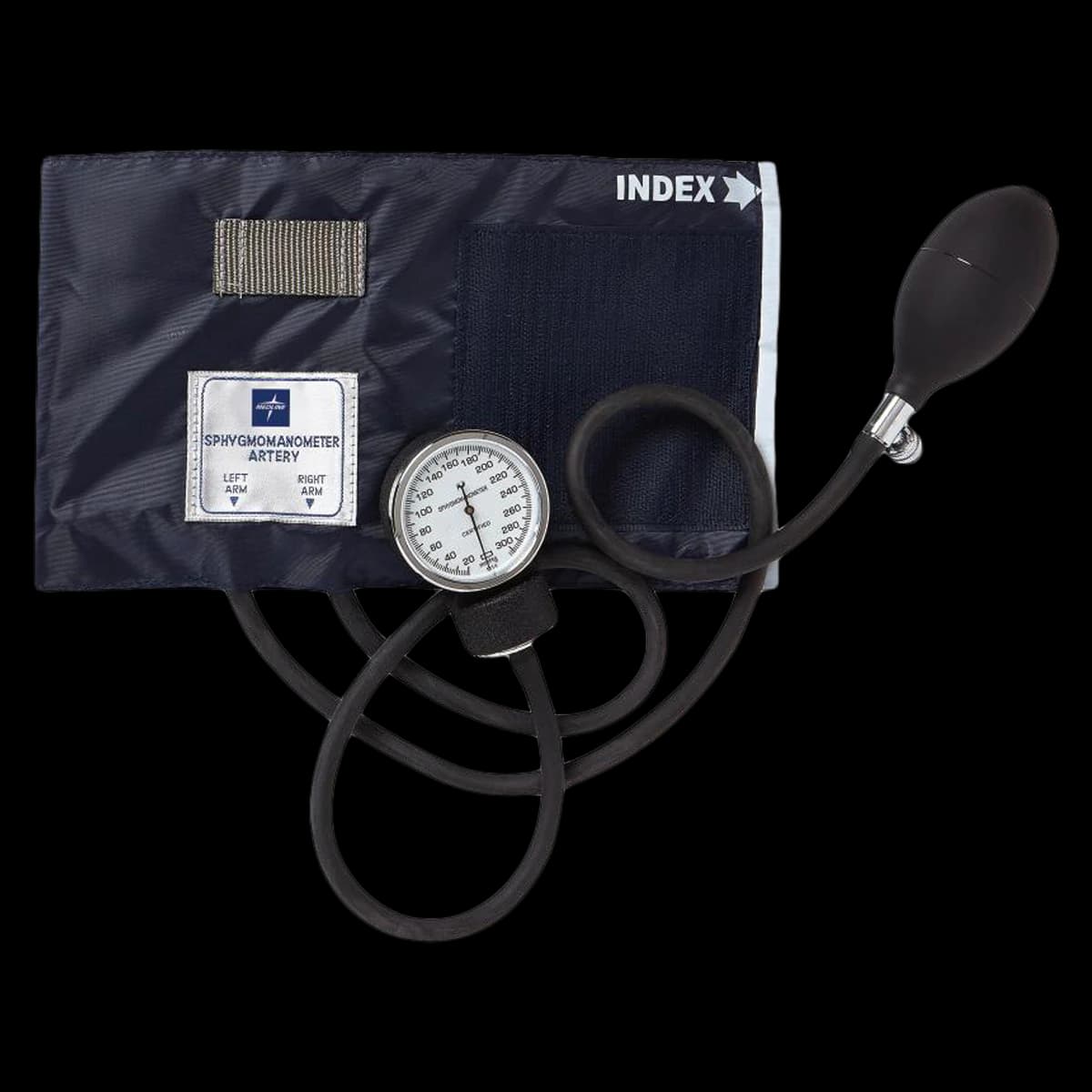 Medline Range Finder Aneroid Sphygmomanometer, Adult, Black, Latex-Free, Arm Cuff with Dial Display - Adult Aneroid Blood Unit - Image 1