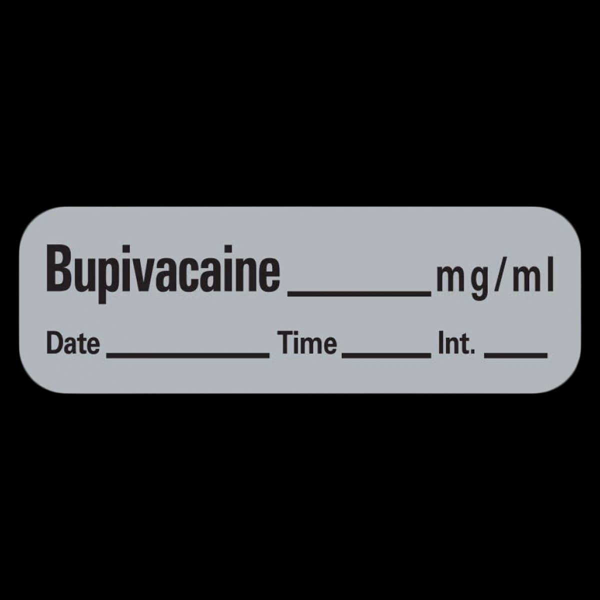 Bupivacaine Anesthesia Label, Gray, 1-1/2" x 1/2", 600/Roll, DTI - Bupivacaine Label Grey - Image 1