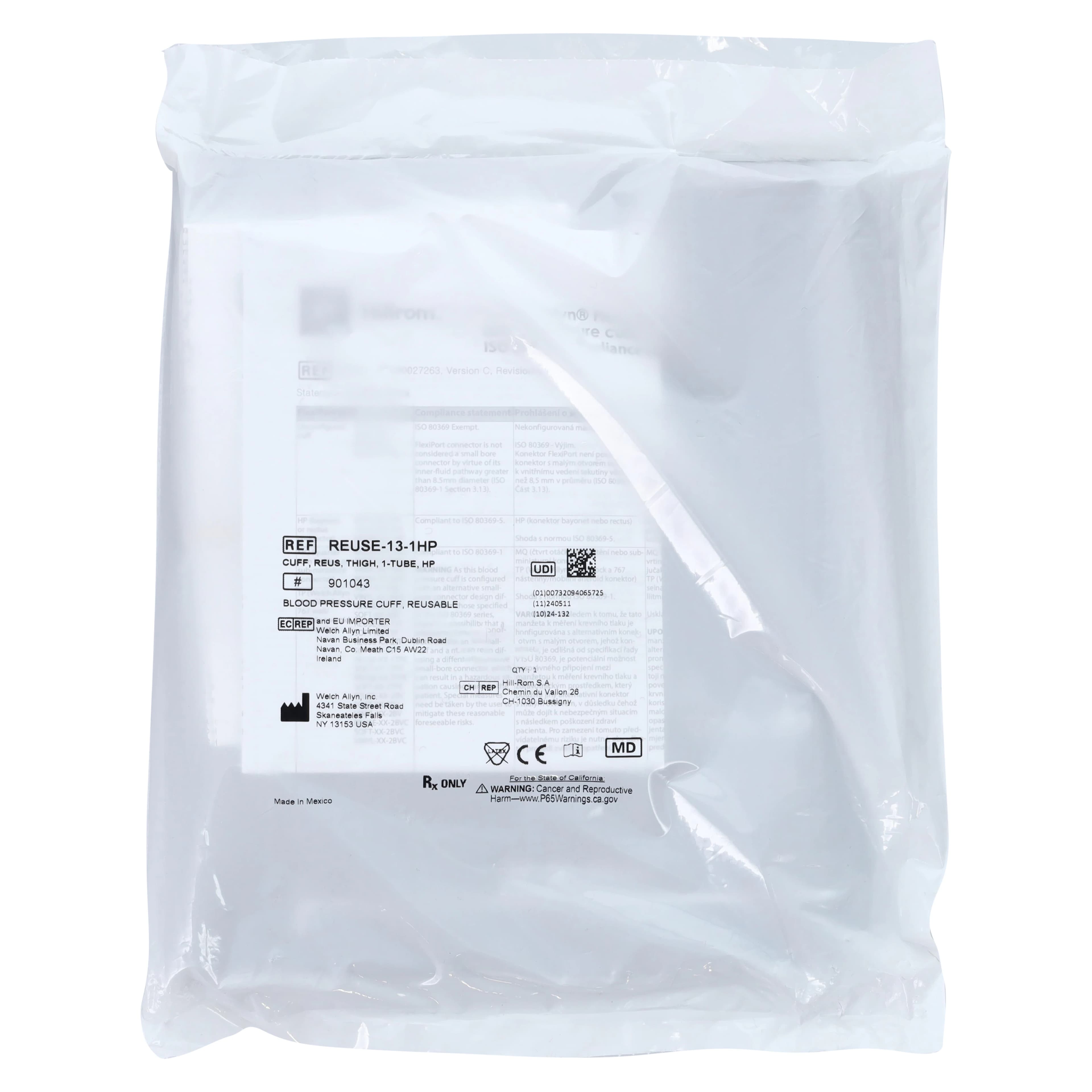 Welch Allyn FlexiPort Reusable Blood Pressure Cuff, Size 13 (Thigh), 1-Tube, Brown, Latex-Free thumbnail 2