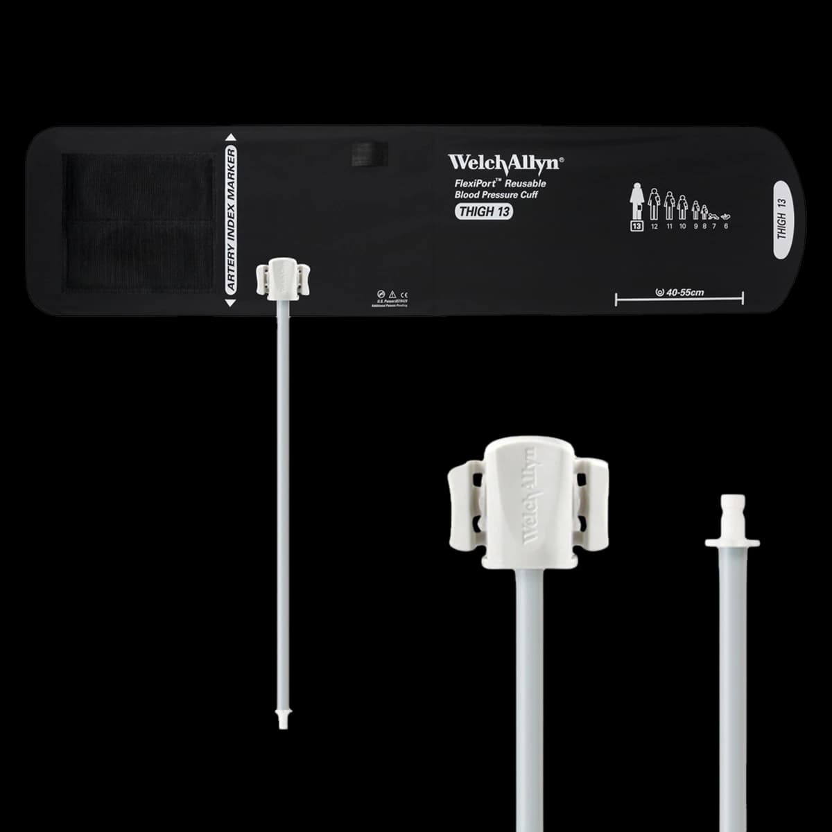 Welch Allyn FlexiPort Reusable Blood Pressure Cuff, Size 13 (Thigh), 1-Tube, Brown, Latex-Free - Cuff Reus Thigh 1-Tube HP - Image 1
