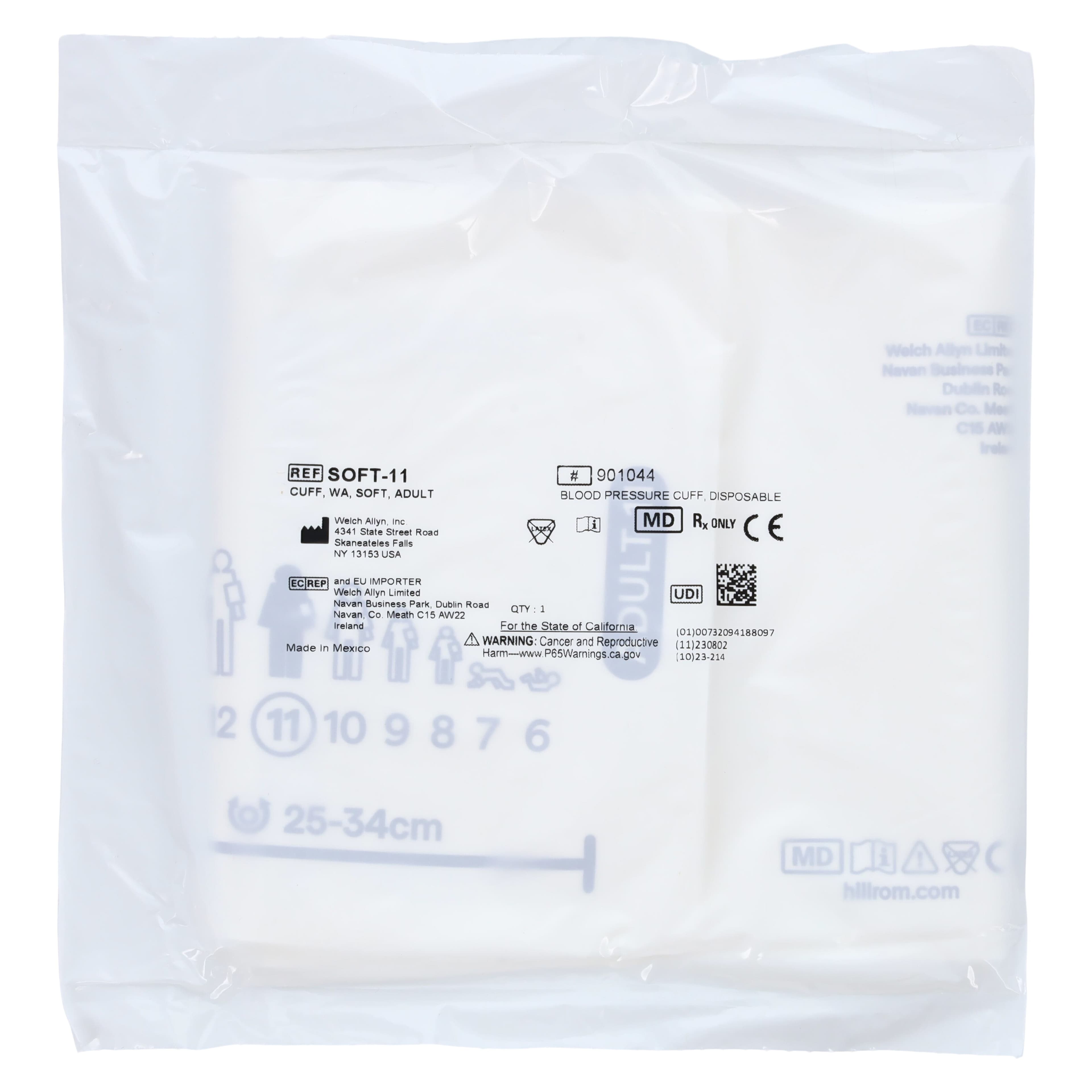 Welch Allyn FlexiPort Disposable Blood Pressure Cuff, Size 11, White/Navy Blue, Latex-Free, 20/Case thumbnail 4