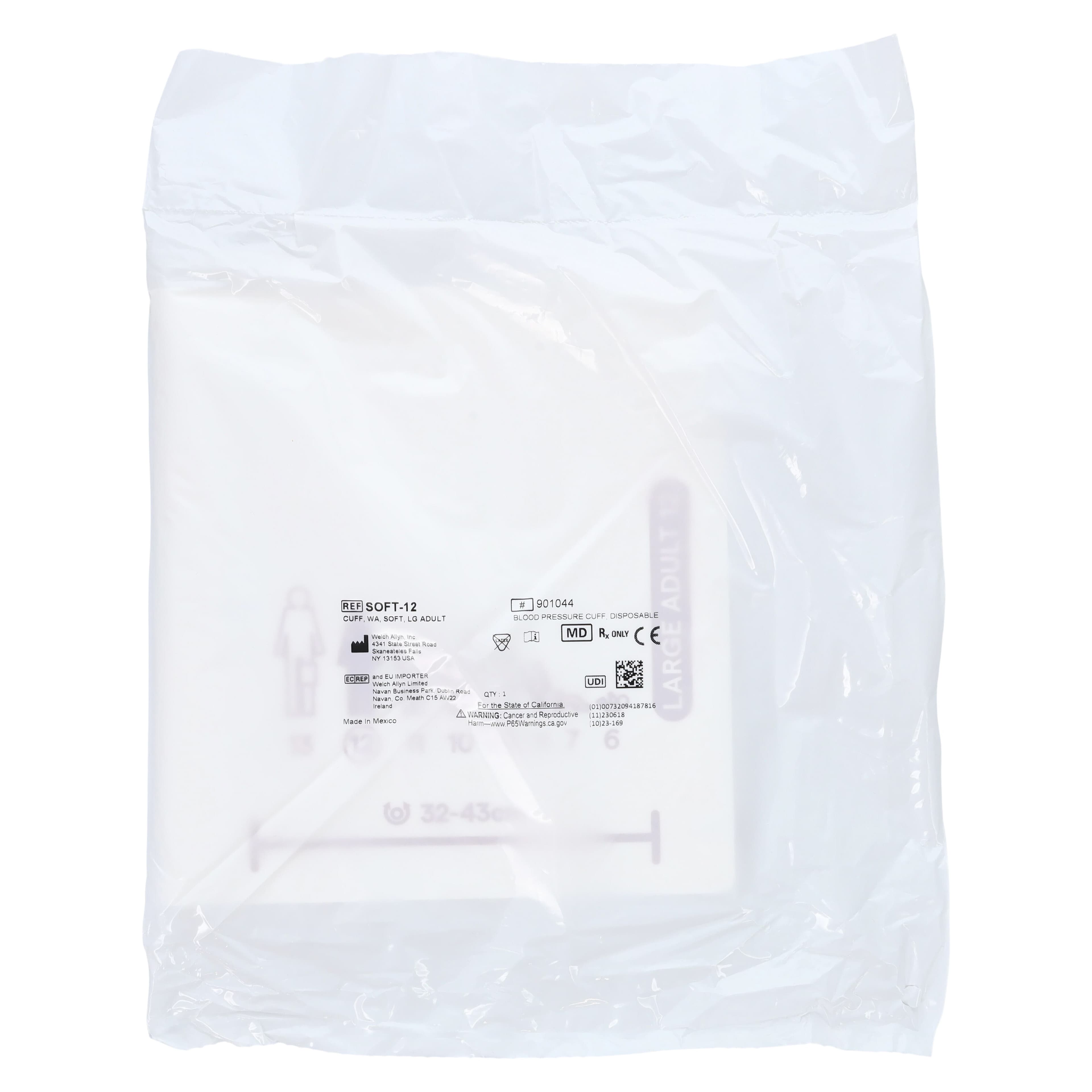 Welch Allyn FlexiPort Disposable Blood Pressure Cuff, Size 12, White/Burgundy, Latex-Free, 20/Case thumbnail 3
