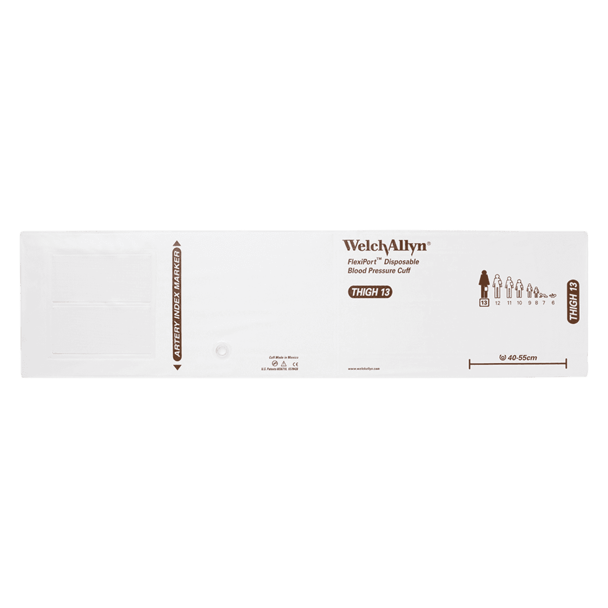 Welch Allyn FlexiPort Blood Pressure Cuff, Size 13, White/Brown, Latex-Free, 20/Package thumbnail 2