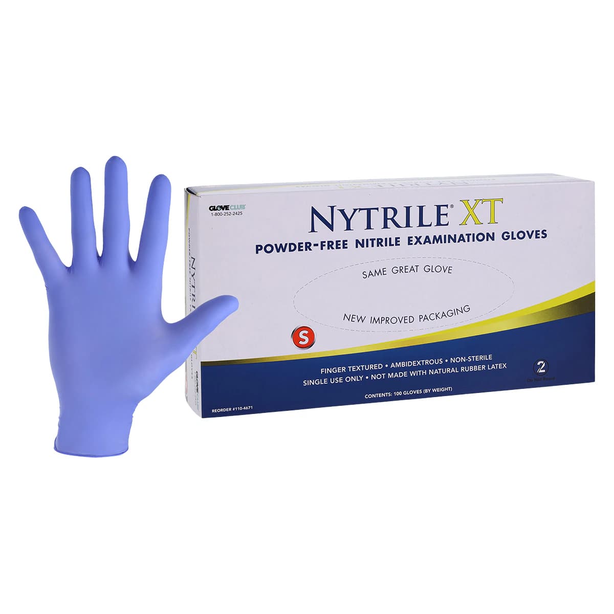 Nytrile XT Nitrile Exam Gloves, Small, Periwinkle Blue, Powder Free, Non-Sterile thumbnail 2