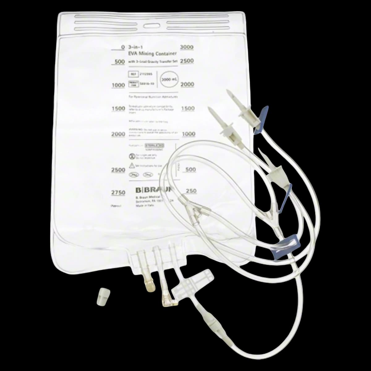 B. Braun EVA Mixing Bag with 3-Lead Vented Transfer Set, 3000mL, Sterile, 40/Case - EVA Mixing Bag 2lead Tran Set - Image 1