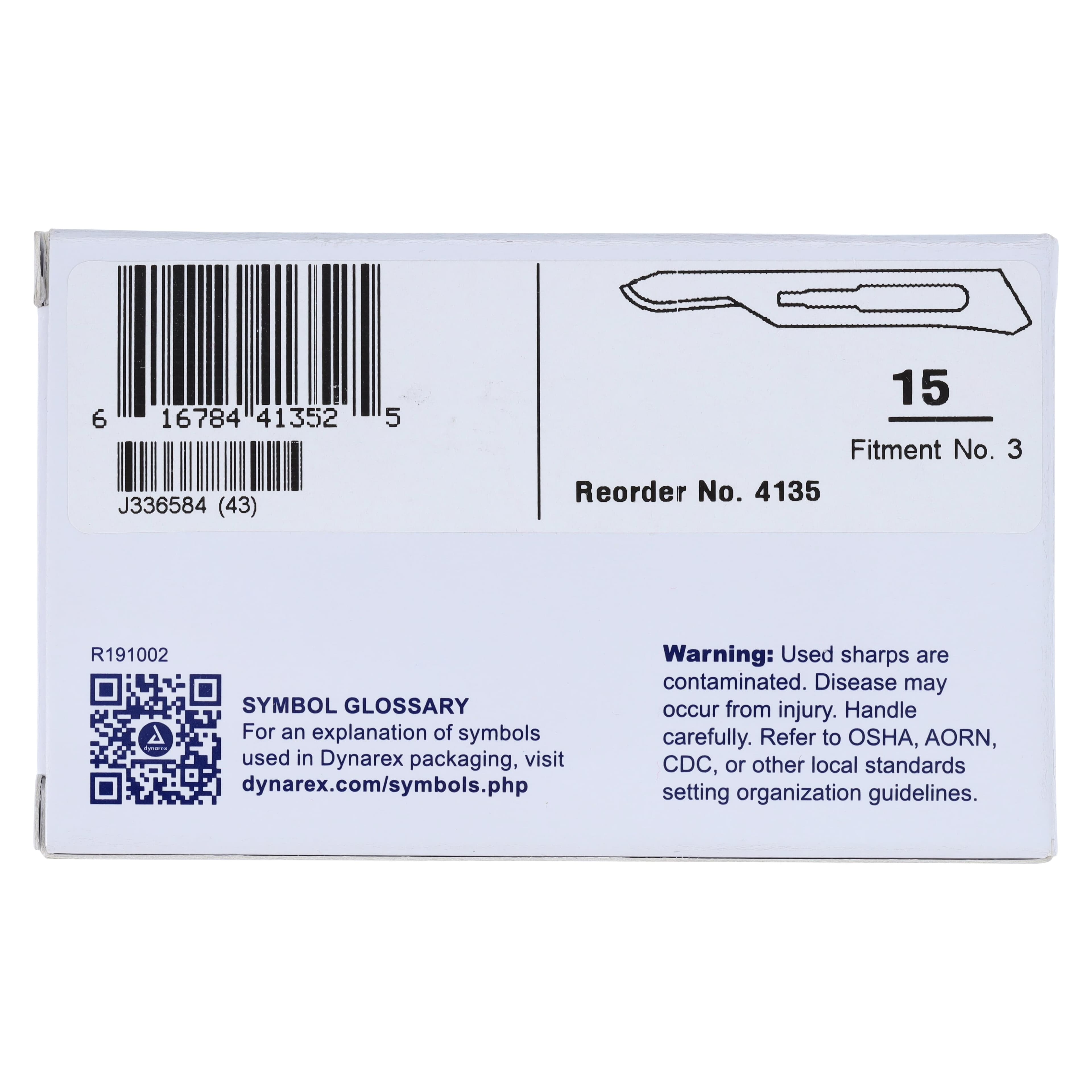 Dynarex Medi-Cut Stainless Steel Sterile Surgical Blade #15, Disposable, 100/Box thumbnail 5