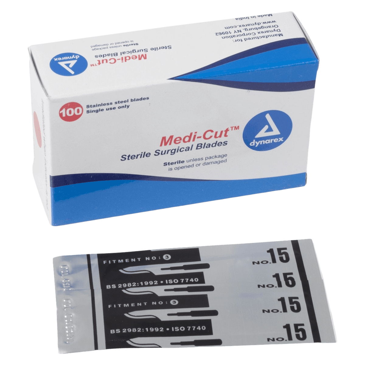 Dynarex Medi-Cut Stainless Steel Sterile Surgical Blade #15, Disposable, 100/Box thumbnail 2
