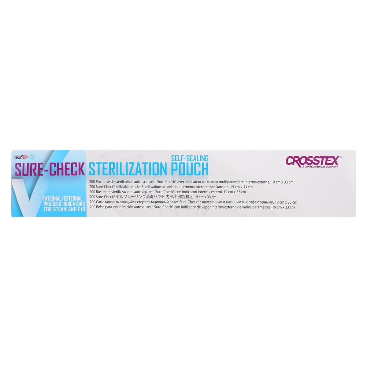 Crosstex Sure-Check Self-Seal Sterilization Pouches, 7.5" x 13", 200/Box, SCL2 thumbnail 3