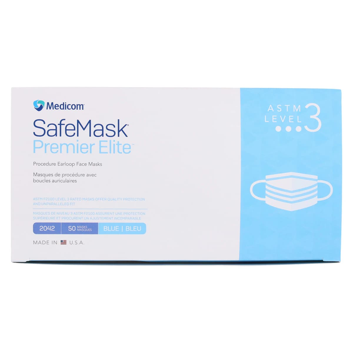 SafeMask Premier Elite Procedure Face Mask, ASTM Level 3, Blue, Ear Loop, 50/Box, 2042 thumbnail 9