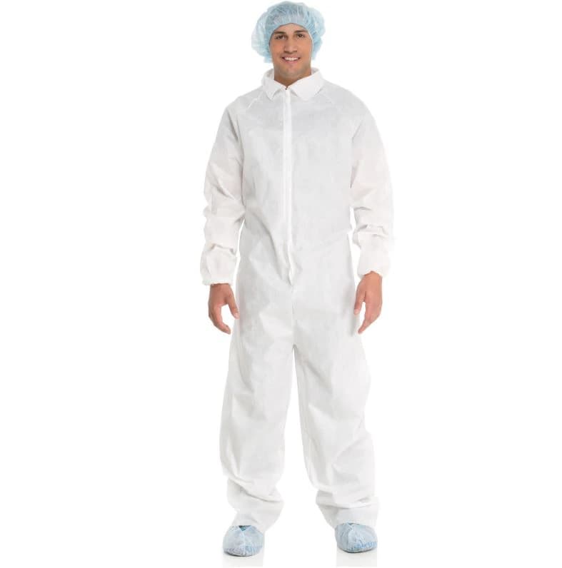 O&M Halyard Disposable Staff Coverall, 3XL, White, Long Sleeves, 24/Case - Coverall White 3XL - Image 1