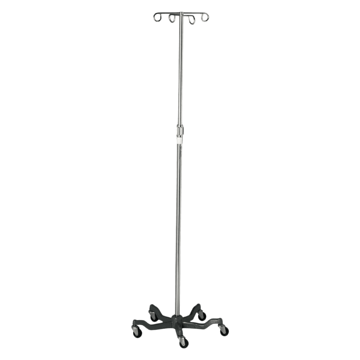 Medline IV Pole Stand HD Aluminum CS2, Heavy-Duty, Adjustable Height 46.75" to 81", Five-Legged Cast Iron Base, Case of 2 - IV Pole Stand HD Aluminum CS2 - Image 1