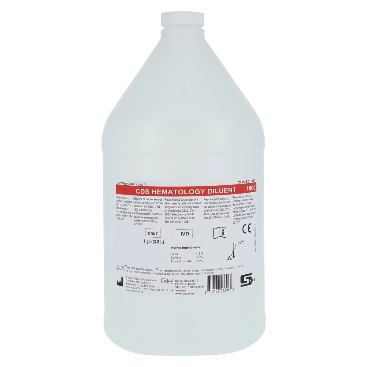 Clinical Diagnostic Solutions Sample Diluent for Cell-Dyn 1800, 3.8 Liter, 4/Case - Diluent 3.8 Liter - Image 1