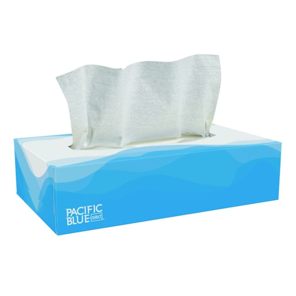 Georgia-Pacific Pacific Blue Select 2-Ply Facial Tissue, 7.5" x 8.4", White, 100 Sheets/Box, 30 Boxes/Case (48100) thumbnail 3