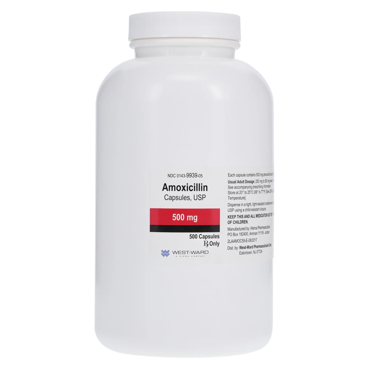 Amoxicillin Capsules, 500mg, 500/Bottle, Hikma Pharmaceuticals - Amoxicillin Capsules - Image 1