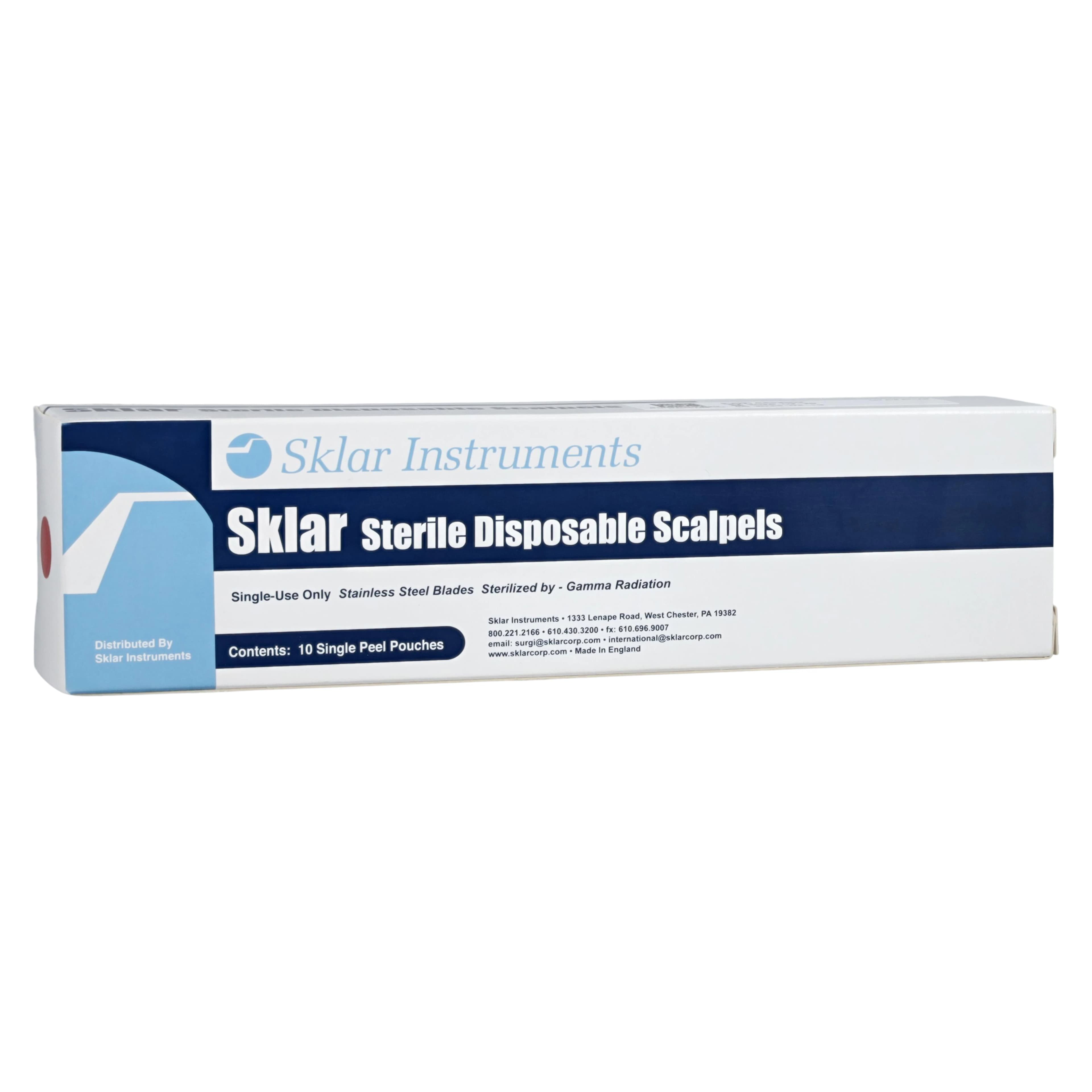 Sklar Instruments Disposable Safety Surgical Scalpel Blade #15, Stainless Steel, Sterile, 01KEZKNV14KA96MTK8YRAYSKR6 - Blades Surgical SS Disposable - Image 1