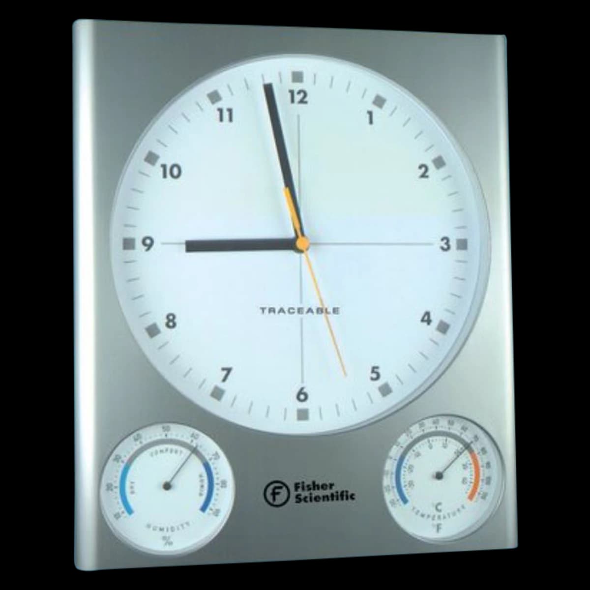 Traceable Futuristic Laboratory Thermometer/Humidity Clock, -37 to 47°C, Each - Thermometer/Humidity Clock - Image 1