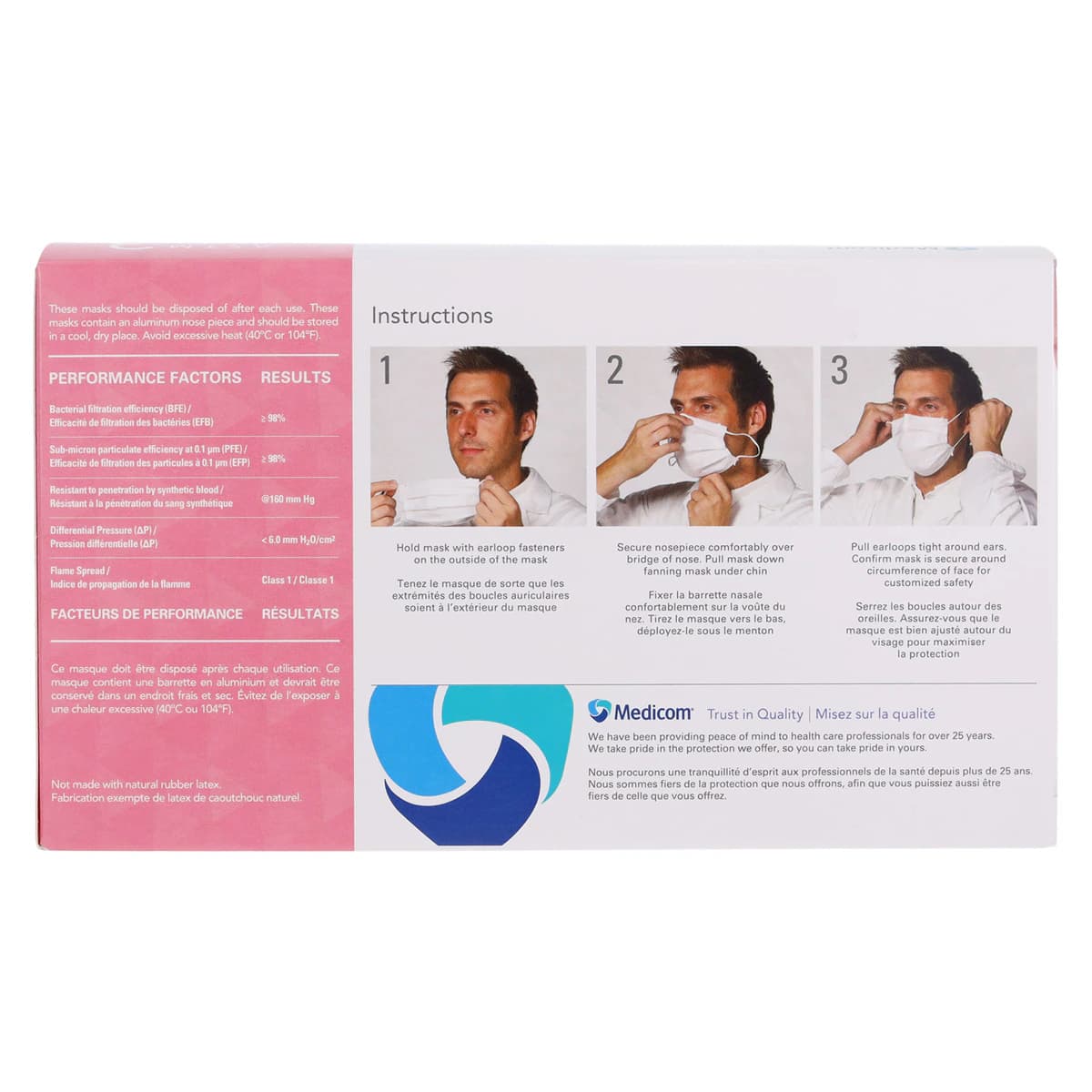 SafeMask Premier Elite ASTM Level 3 Procedure Face Mask, Earloop, Pink, 50/Box, 2046 thumbnail 6