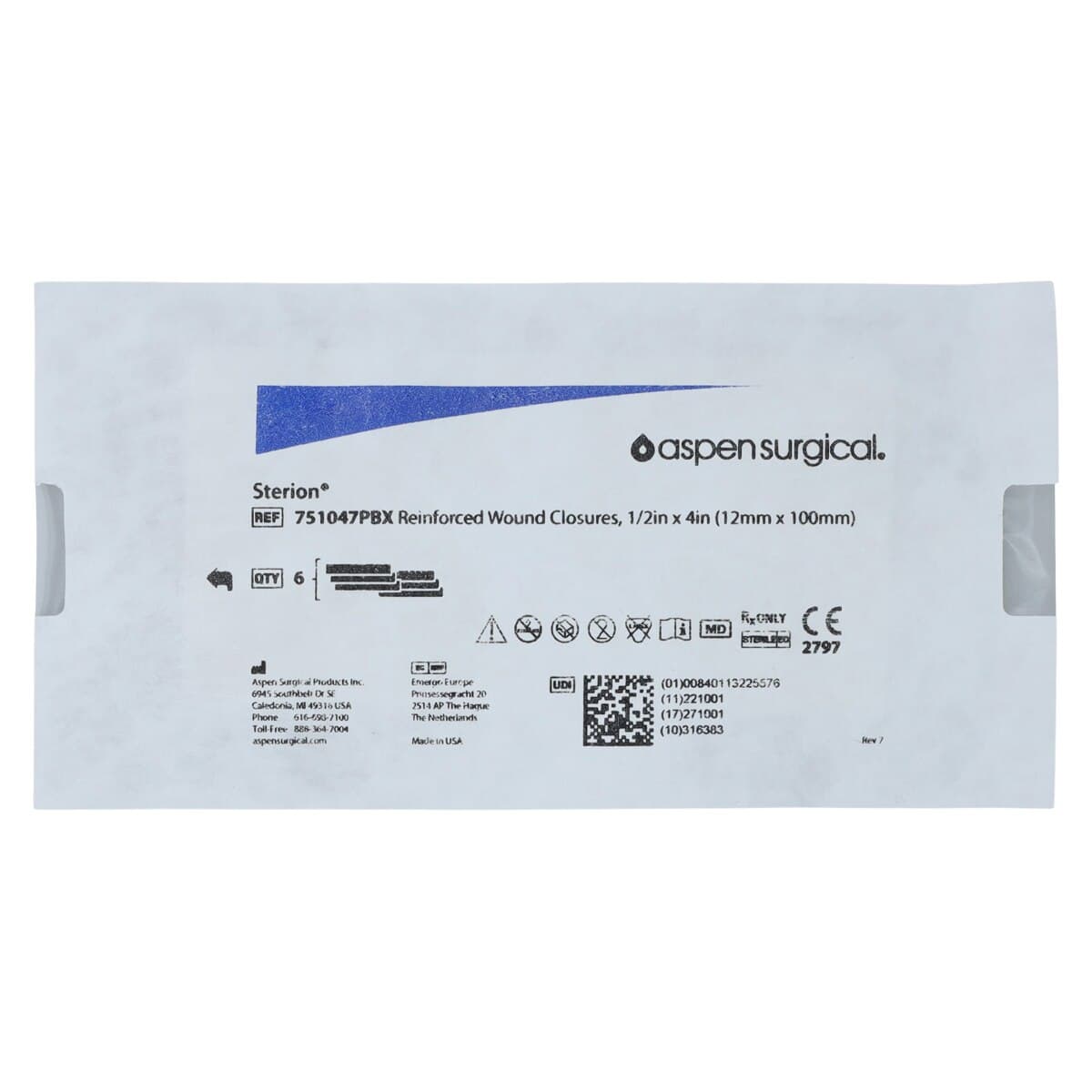 Aspen Surgical Sterion Skin Closure Strips, Polyester, 1/2" x 4", White, Sterile, 50/Box thumbnail 3