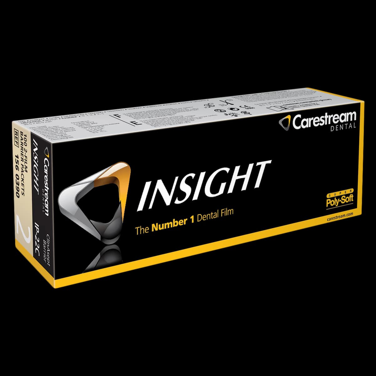 Carestream Health INSIGHT Dental X-Ray Film, Size 2, Double Film with ClinAsept Barrier, IP-22C, 100/Box, 1560390 - --IP-22C Size 2 INSIGHT Double Film w/Clinasept Barrier (100) - Image 1