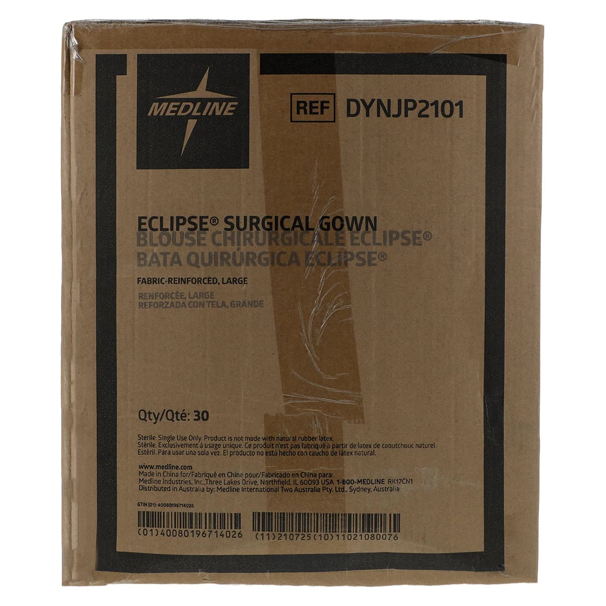 Medline Eclipse Disposable Surgical Gown, Large, Blue, Sterile, Hook & Loop Closure, 30/Case thumbnail 3