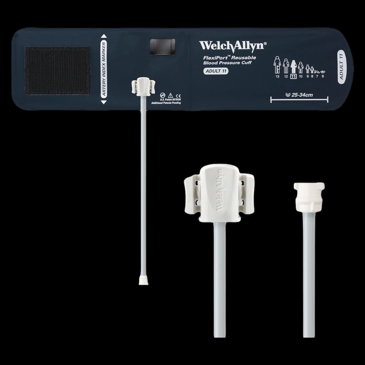 Welch Allyn FlexiPort Blood Pressure Cuff with Tube and Connector, Size 11, Navy Blue, Latex-Free - BP Cuff Flexiport w/Tube/Conn - Image 1