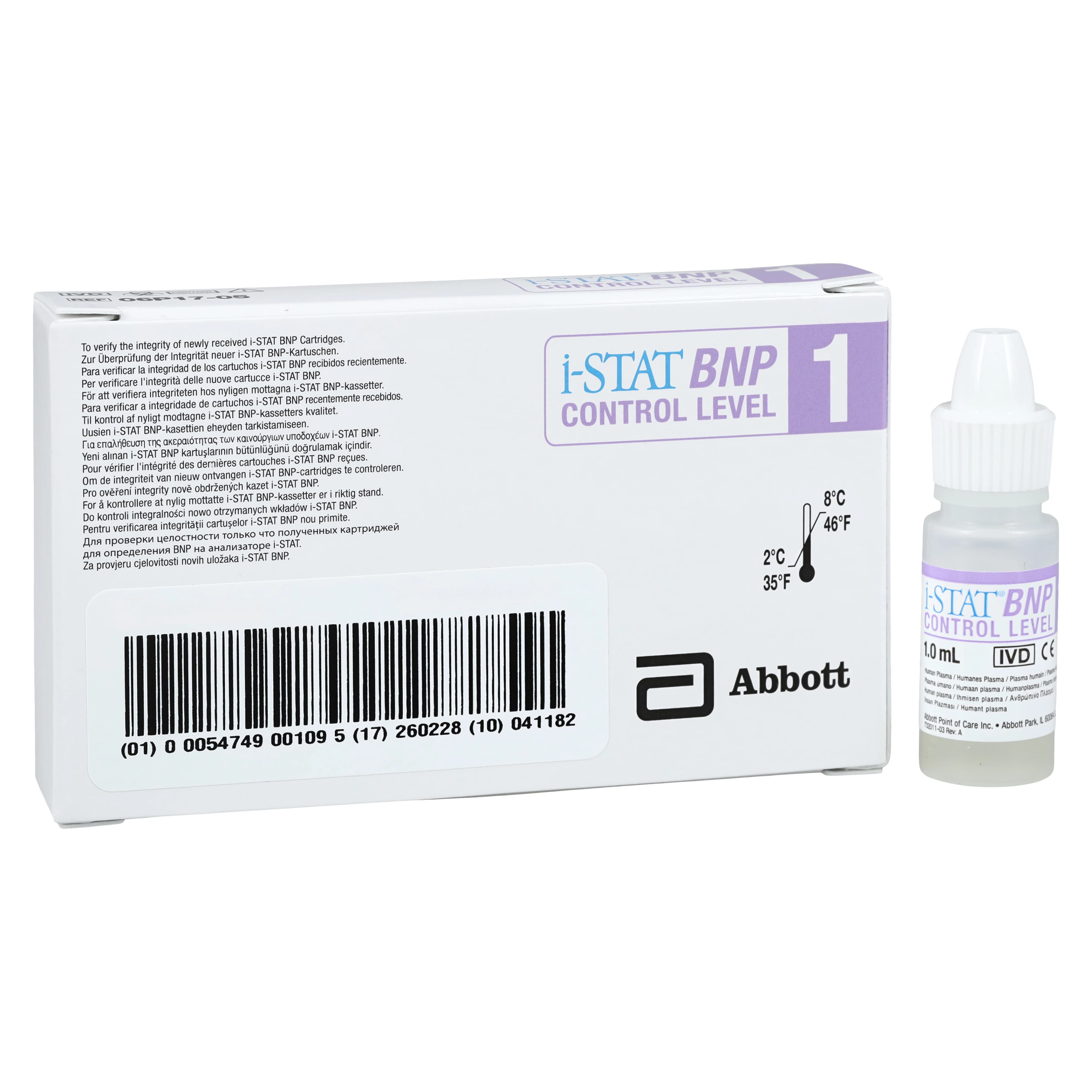 Abbott i-STAT BNP Control Level 1, 6x1mL/Box, 01KT0J0343Z250Q6RP1BE01AY6 - BNP Control Level 1 - Image 1