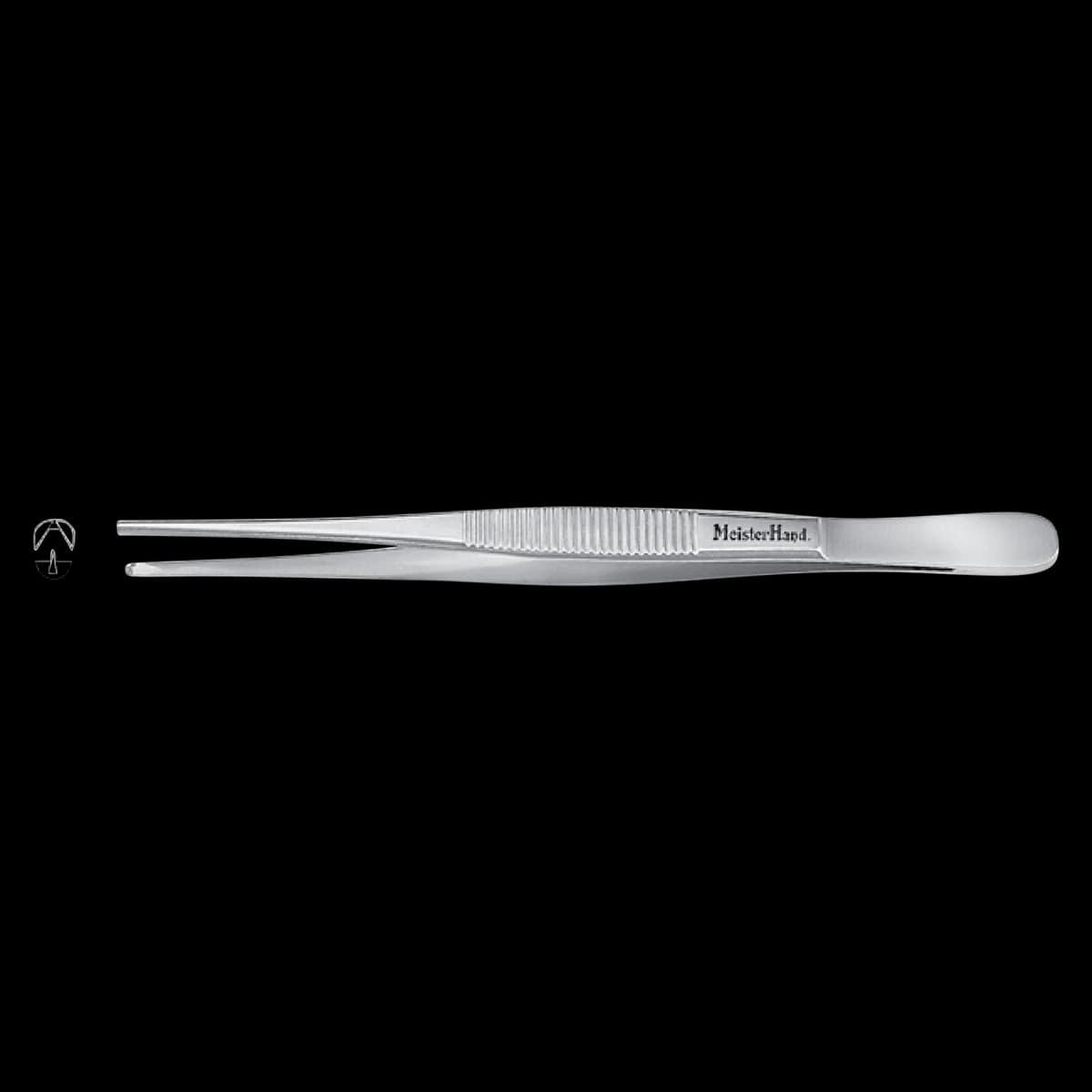 Miltex Meister-Hand Tissue Forceps, 5-1/2", 1x2 Teeth, Straight, Stainless Steel, Autoclavable - Forcep Tissue 5.5" Serr - Image 1