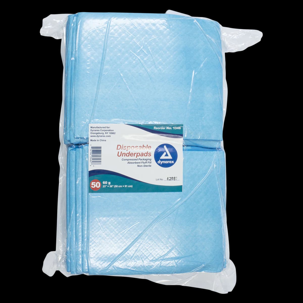 Dynarex Incontinence Underpad, Light Absorbency, 23" x 36", Blue, 150/Case - Underpad Light - Image 1