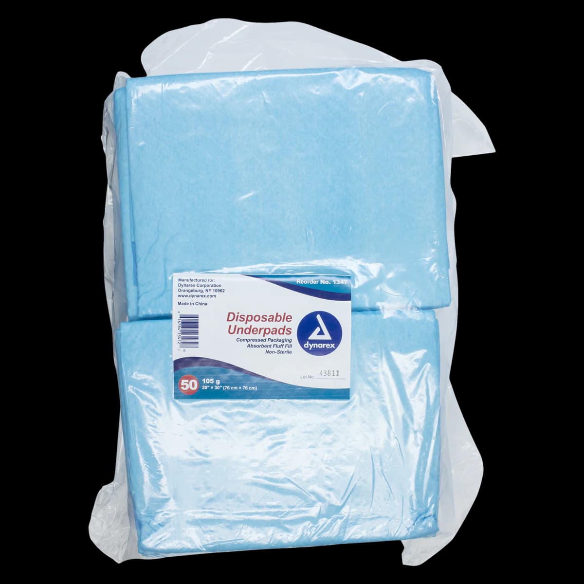 Dynarex Absorbent Underpad High, 30x30", High Polymer Core, Blue, 100/Ca - Absorbent Underpad High - Image 1