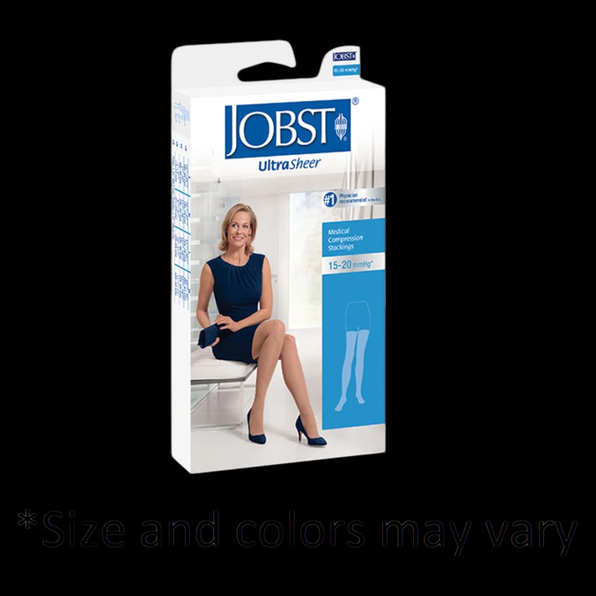 BSN Medical UltraSheer Compression Stocking, Thigh High, Closed Toe, 20-30 mmHg, XL, Black - Stocking Compression 20-30 Blk - Image 1