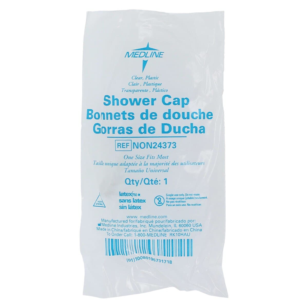 Medline Shower Cap Plastic Single Use, Disposable, Latex-Free, Clear, 500/Case thumbnail 3