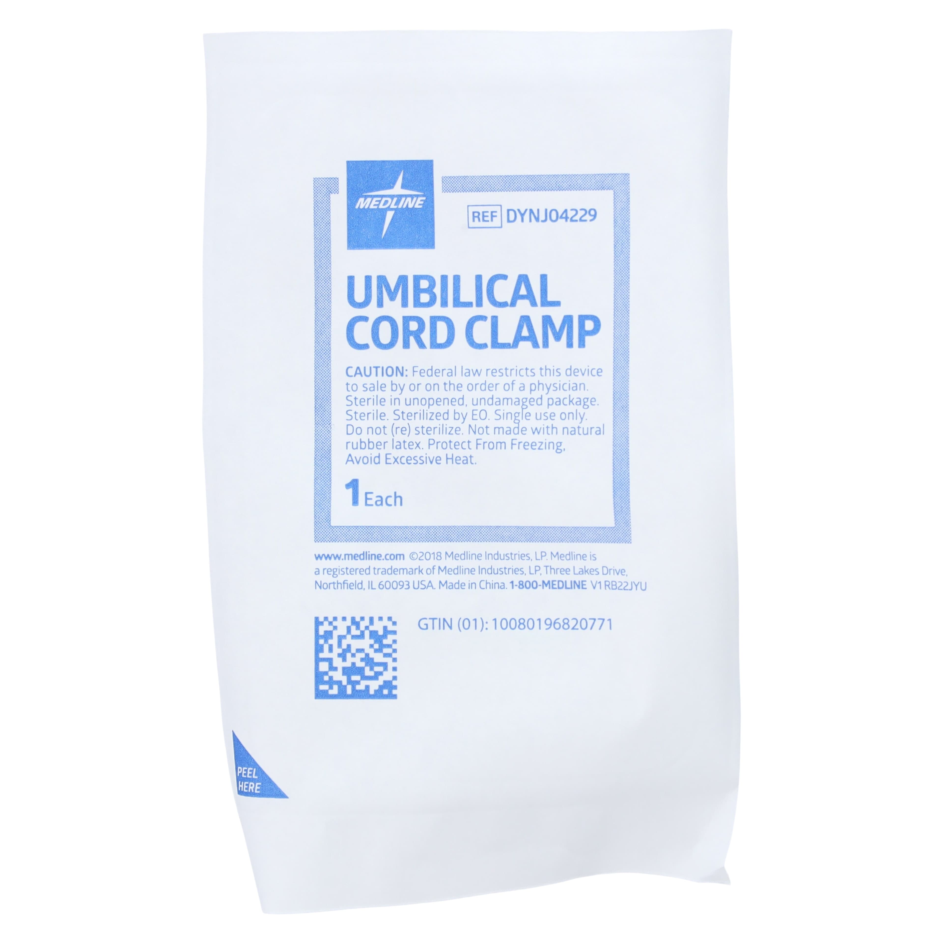 Medline Umbilical Cord Clamp, Plastic, Sterile, Disposable, 100/Case thumbnail 2