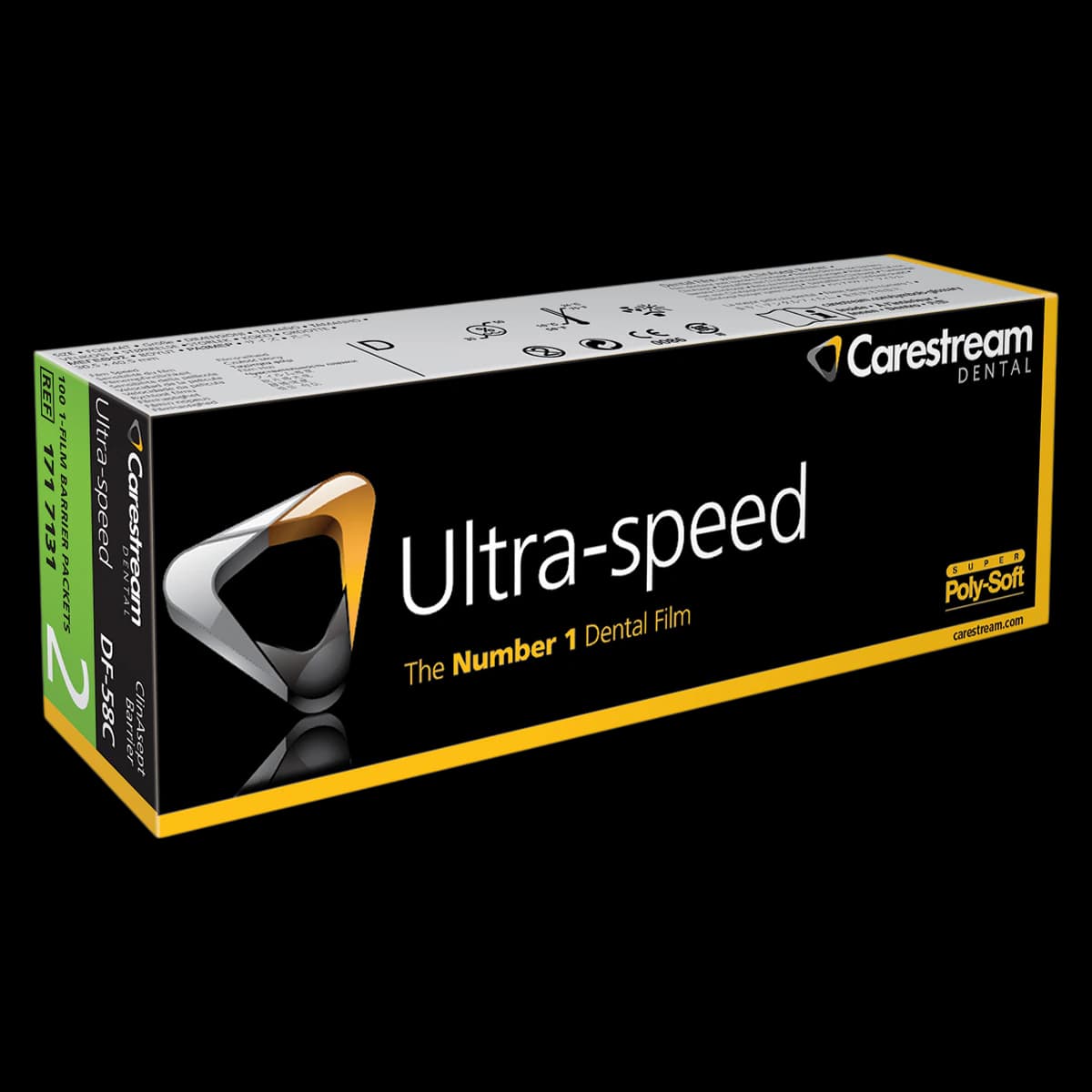 Carestream Ultra-Speed Intraoral X-Ray Film DF-58C, Size 2, Single Film, ClinAsept Barrier, 100/Box, 1717131 - -DF-58 Size 2 ULTRA-SPEED Single Film w/Clinasept Barrier (100) - Image 1