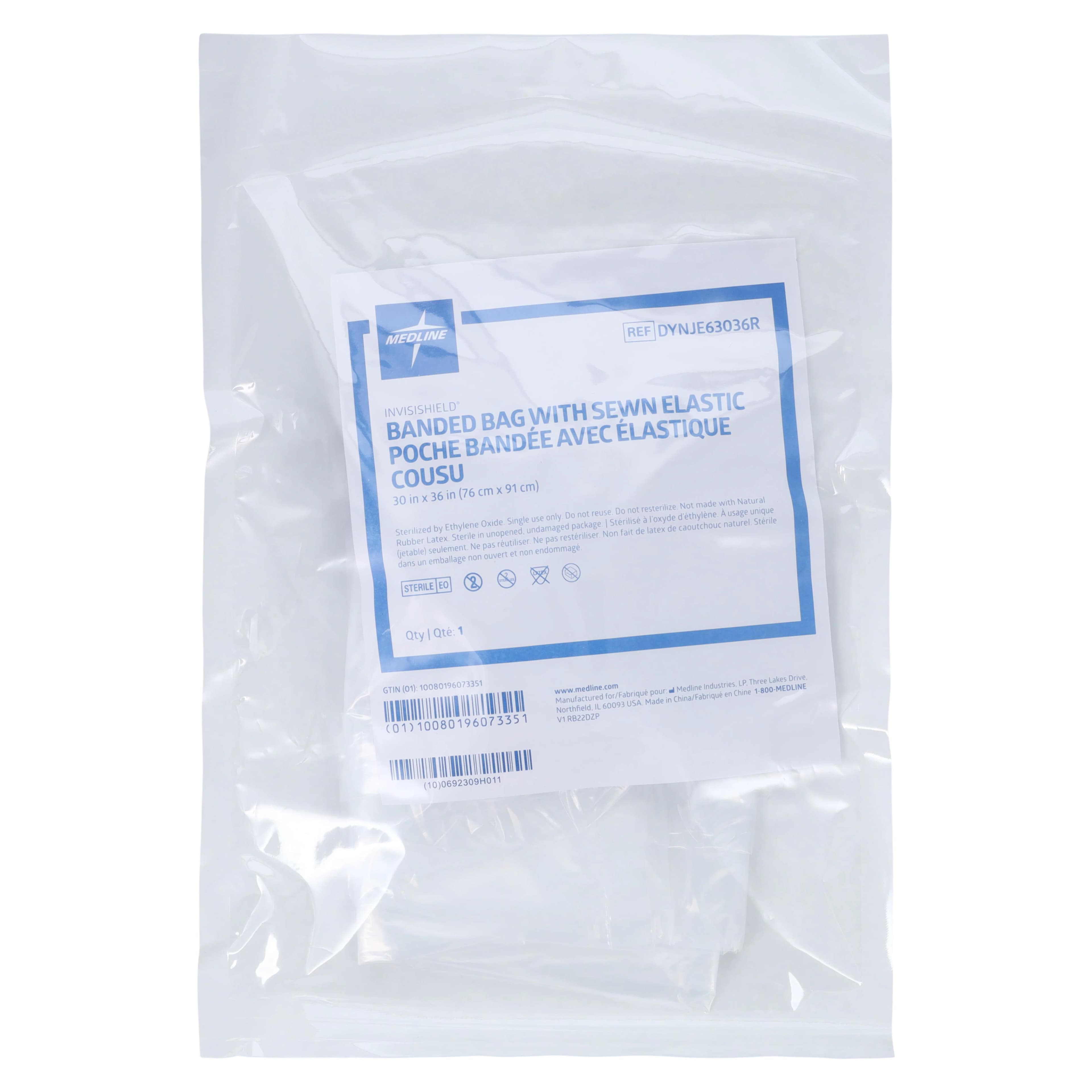 Medline InvisiShield Sterile Banded Bag with Rubberband, 30" x 36", Clear - Banded Bag w/Rubberband ST - Image 1