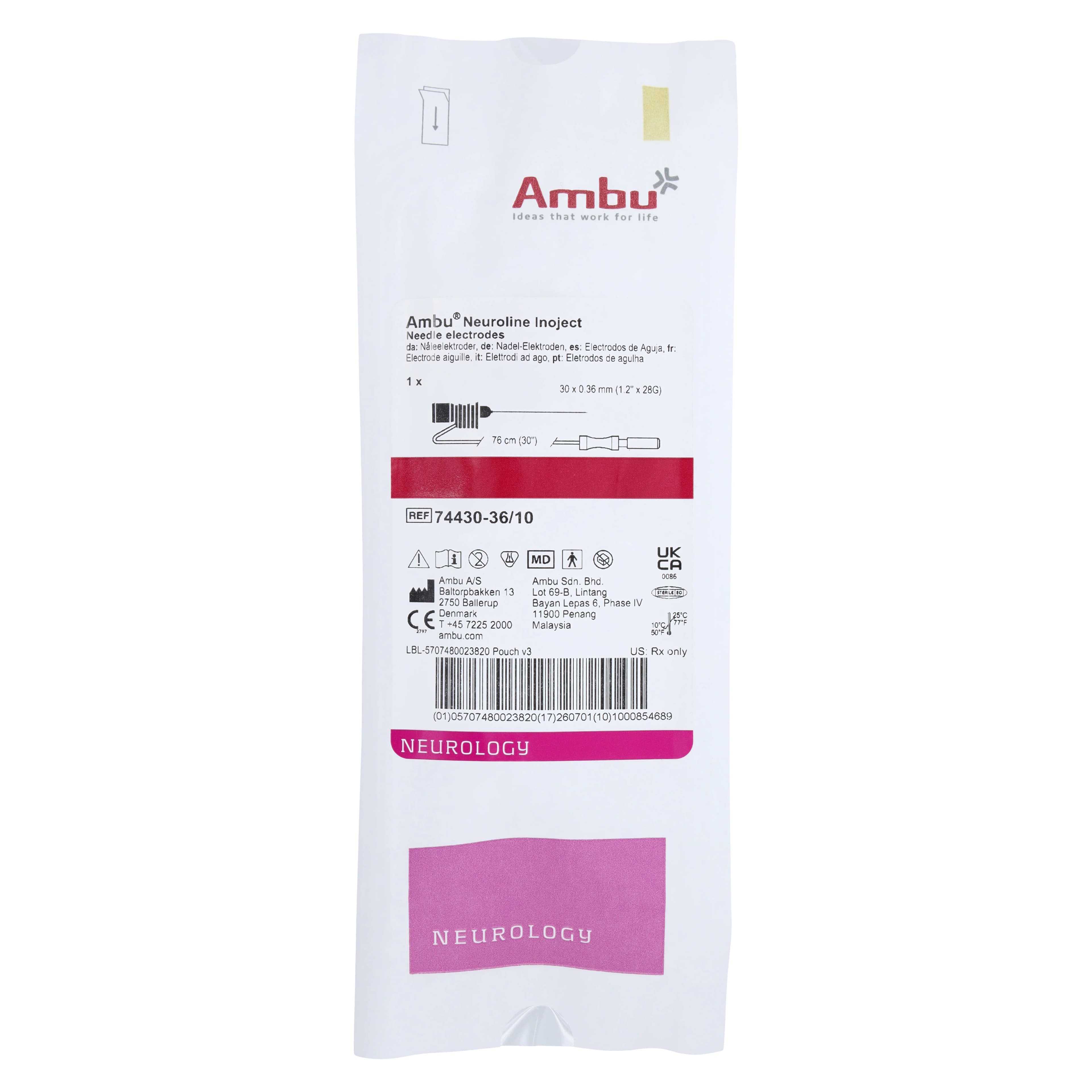 Ambu Neuroline Inoject EMG Needle Electrode, 28G x 1.2", Sterile thumbnail 2