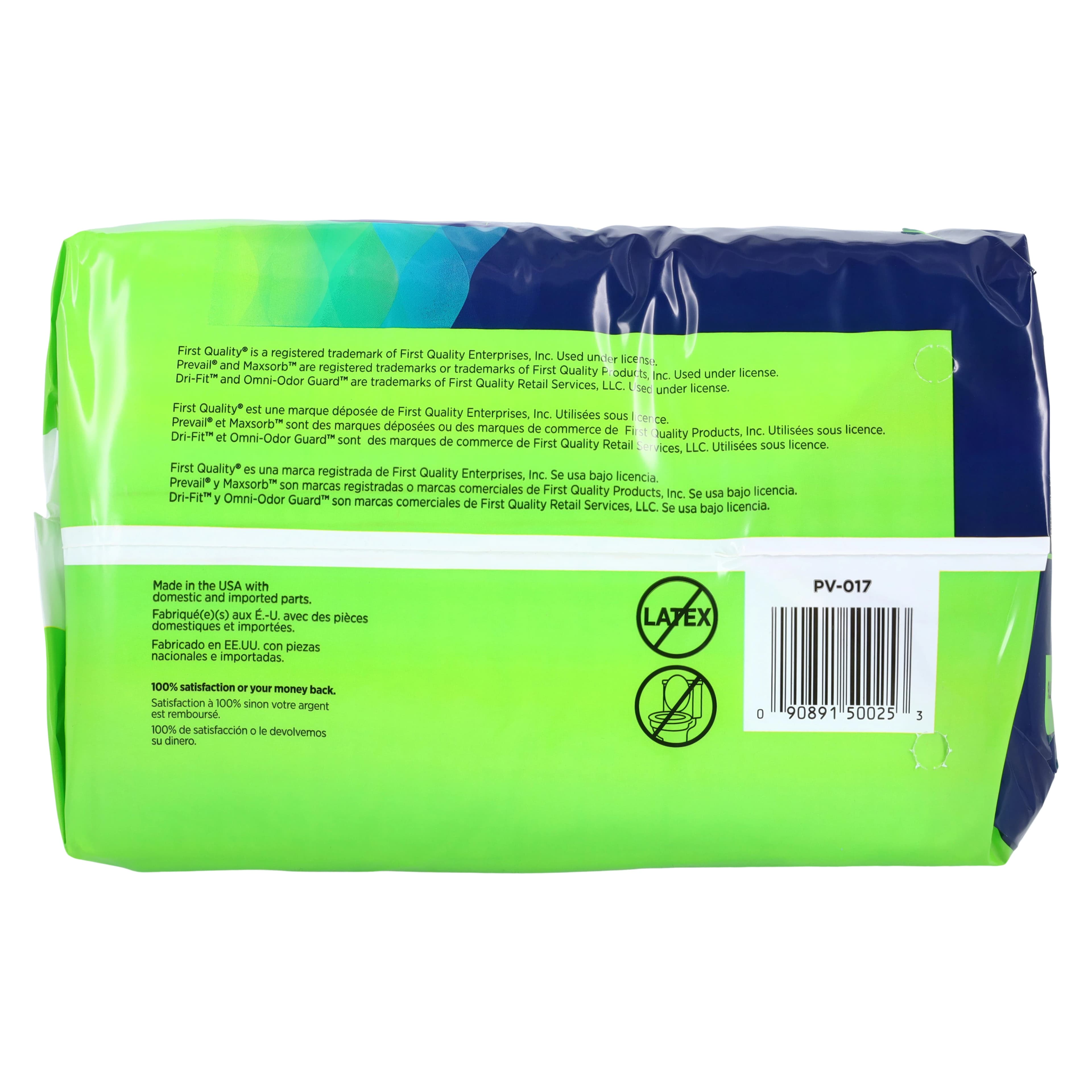 Prevail Incontinence Brief, Unisex, Adult 2XL, 62-73" Waist, Heavy Absorbency, Easy Lock Tabs, Green, 48/Case thumbnail 4