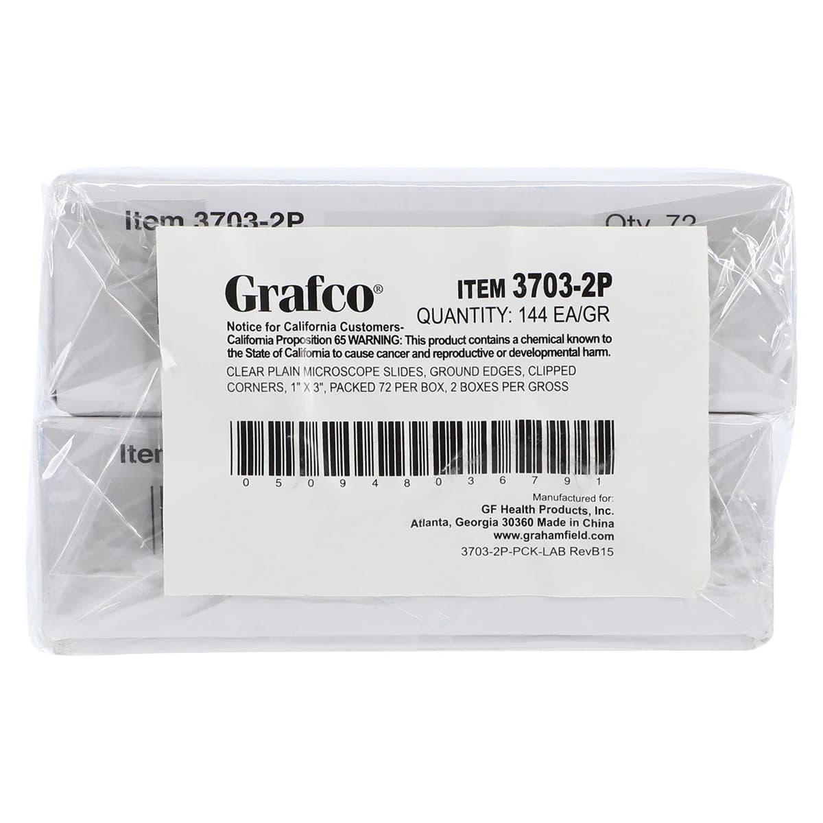 Grafco Plain Microscope Slides, 3" x 1", Clear, Precleaned, Rounded Corners, Grounded Edges, 144/Box thumbnail 2