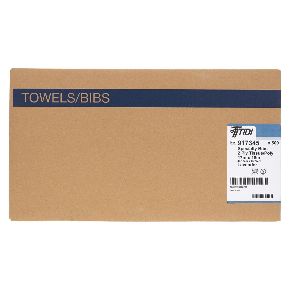 Choice Specialty Contour Neck Bibs, 2-Ply Tissue/1-Ply Poly, 17" x 18", Lavender, 500/Case, 917345 thumbnail 2