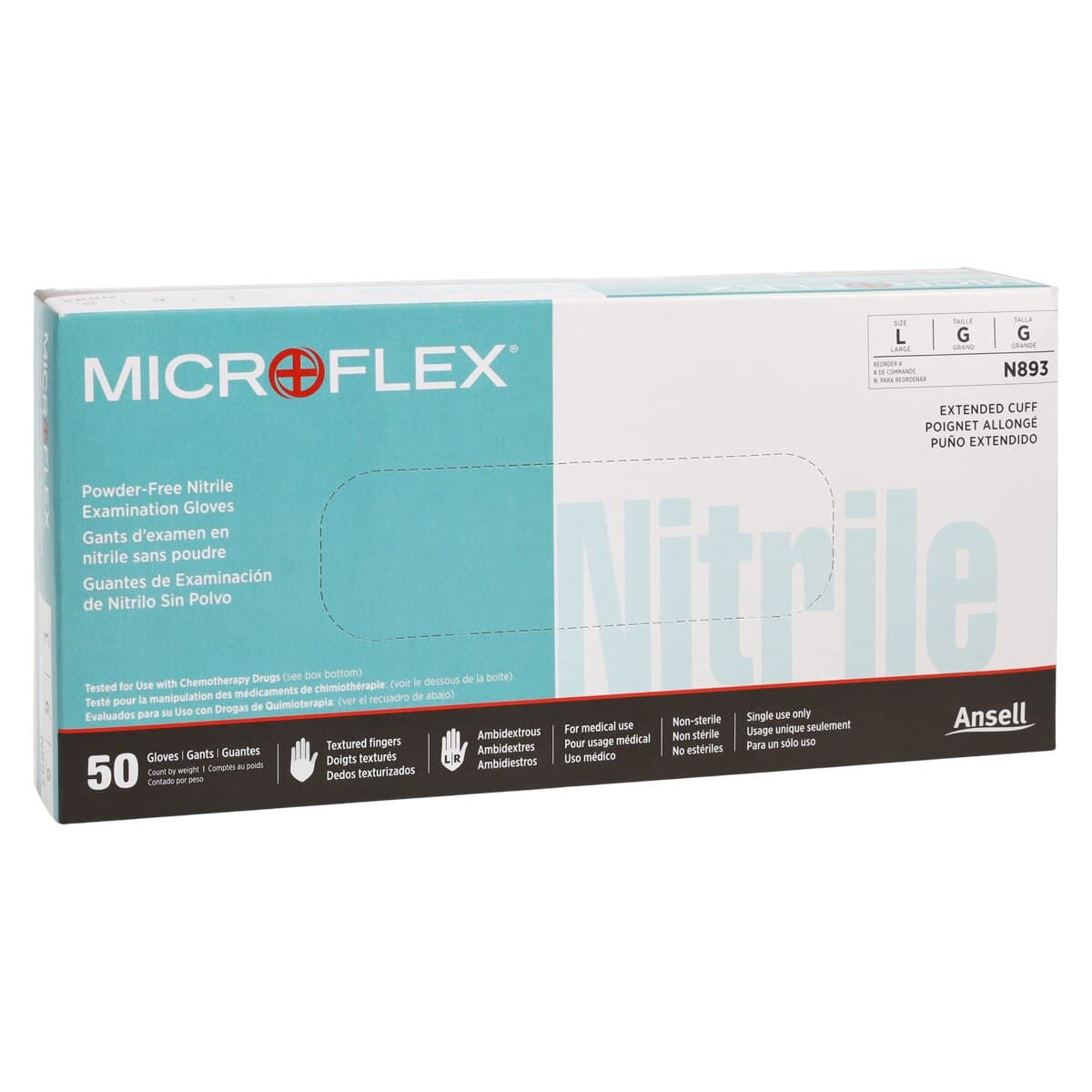Microflex N89 Nitrile Exam Gloves, Chemo, Powder Free, Non-Sterile, Large, Green, 500/Case thumbnail 4
