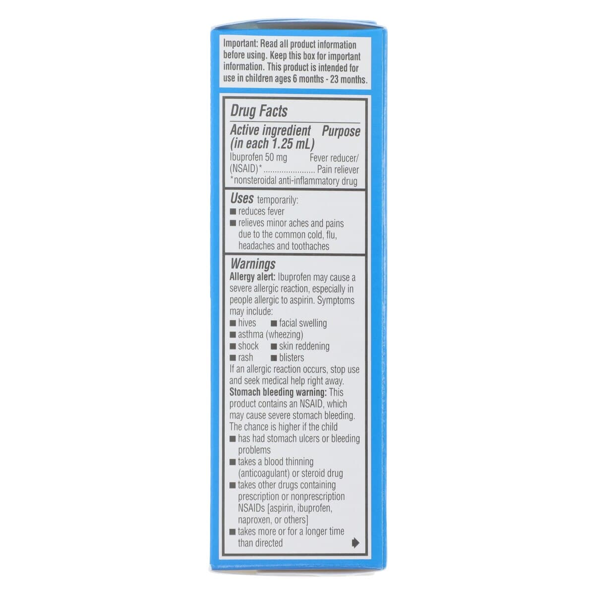 Advil Infant NSAID Suspension, 50mg/1.25mL, White Grape, 0.5oz Bottle thumbnail 3