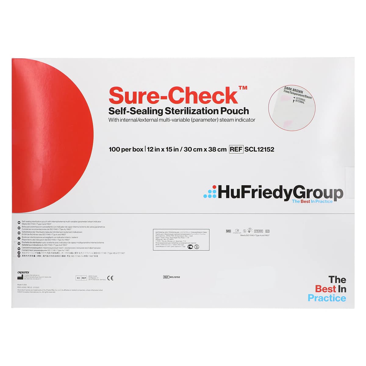 Crosstex Sure-Check Self-Sealing Sterilization Pouches, 12" x 15", 100/Box, SCL12152 thumbnail 2