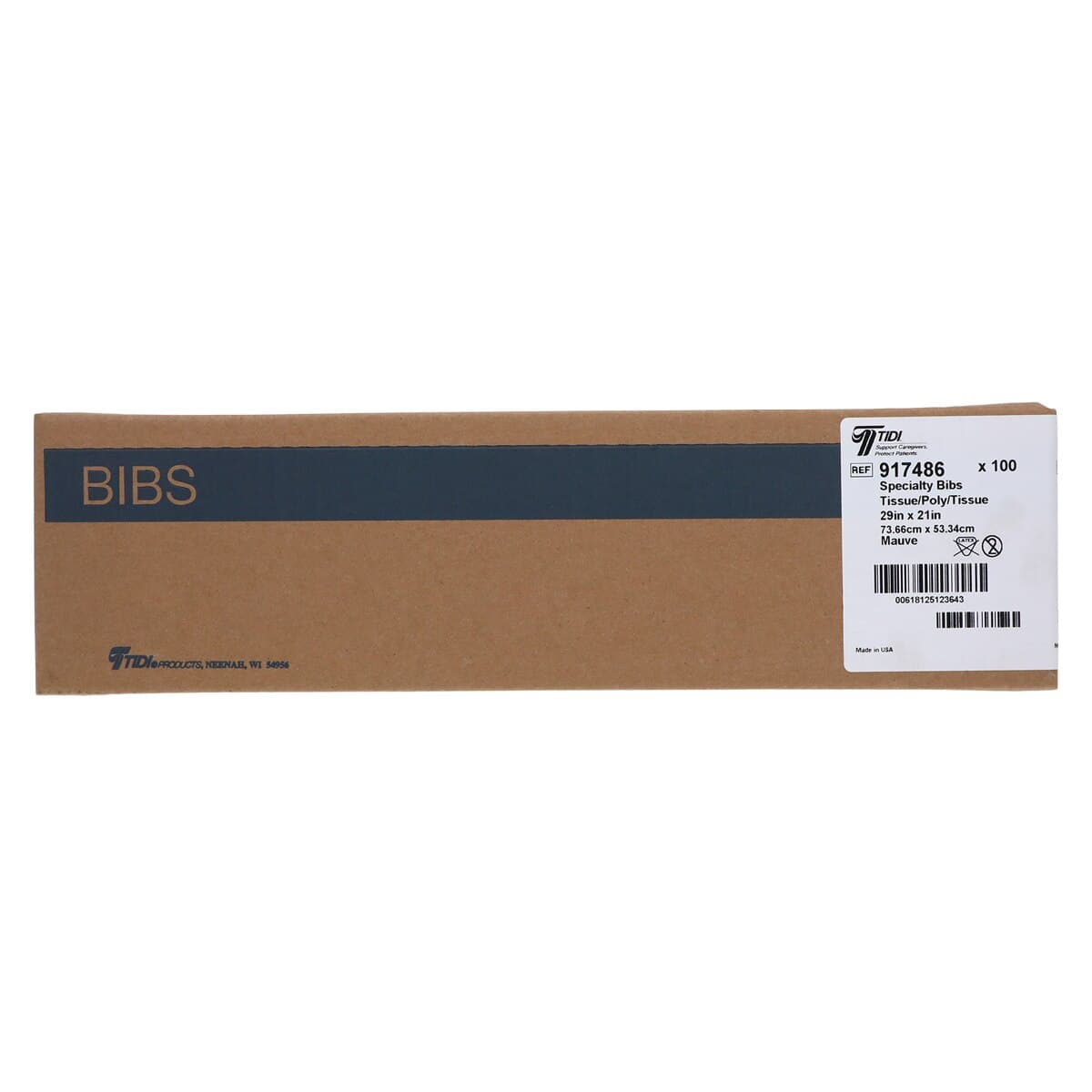 TIDI Everyday Endo/Prophy Bib, 29" x 21", Mauve, Tissue/Poly/Tissue, Contour Neck, 100/Case, 917486 thumbnail 3