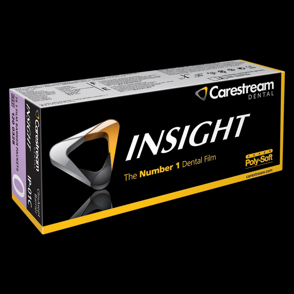 Carestream Health Insight IP-01C Size 0 Intraoral Dental X-Ray Film, F-Speed, Periapical, 1-Film Super Poly-Soft Packets with ClinAsept Barrier, 75/Box, 1200328 - Insight IP-01C Size 0 - F-Speed, Periapical 1-Film Super Poly-Soft w/ClinAsept 75/Box. - Image 1