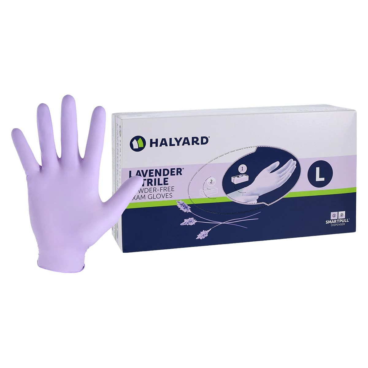 O&M Halyard Lavender Nitrile Exam Gloves, Powder-Free, Non-Sterile, Large, 250/Box - LAVENDER NITRILE* Exam Gloves Large Box of 250 - Image 1