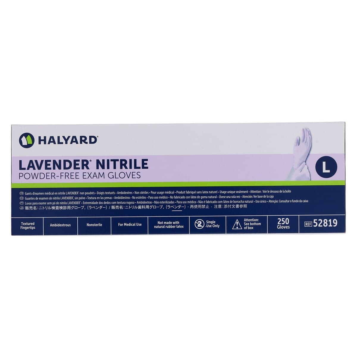 O&M Halyard Lavender Nitrile Exam Gloves, Powder-Free, Non-Sterile, Large, 250/Box thumbnail 8
