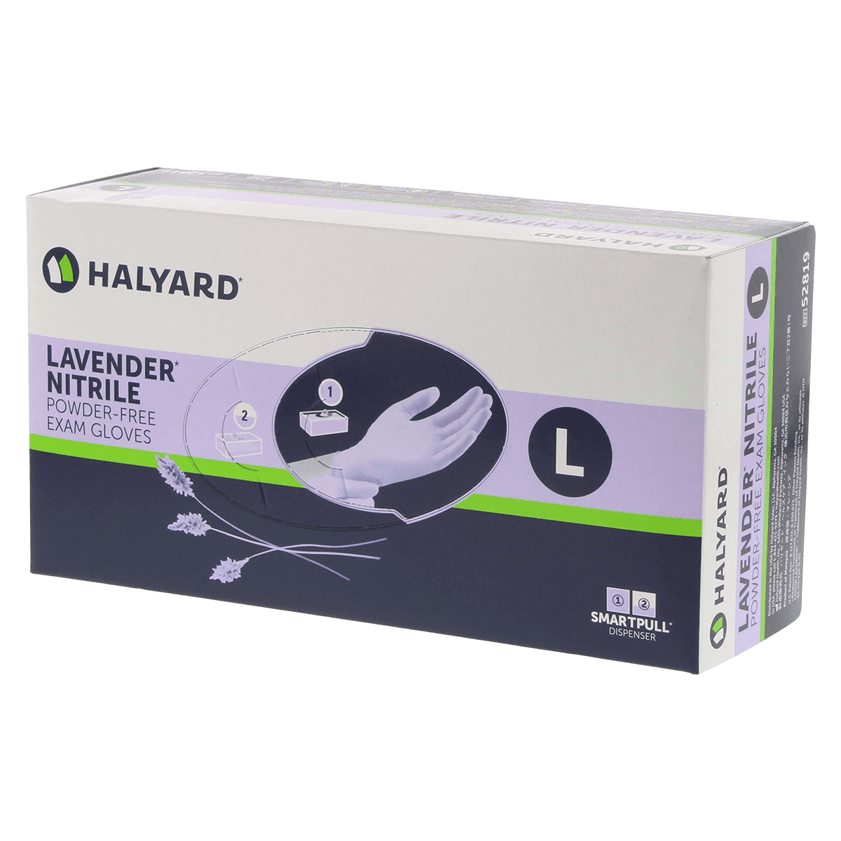 O&M Halyard Lavender Nitrile Exam Gloves, Powder-Free, Non-Sterile, Large, 250/Box thumbnail 2