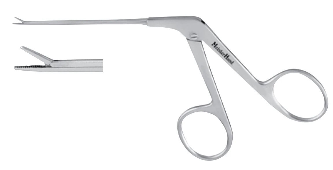 Miltex Meister-Hand Micro Alligator Forcep, 3-1/4" (3.25"), Serrated, Stainless Steel, Autoclavable - Forcep Micro Ear 3.25" - Image 1