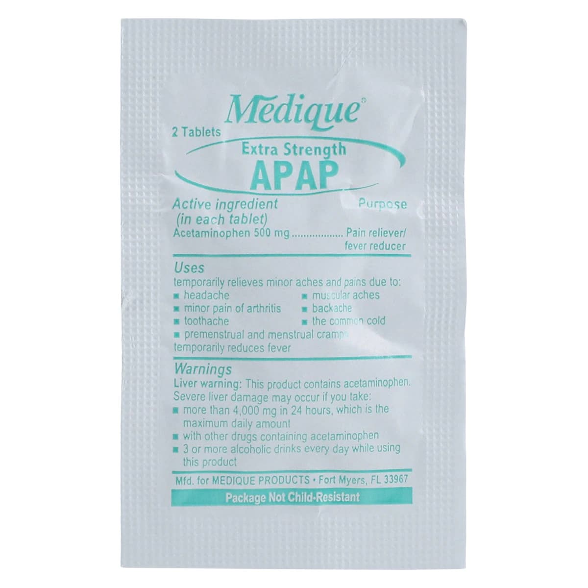 Medique APAP Extra Strength Tablets, 500mg, Pain Reliever/Fever Reducer, 250 Tablets x 2 Boxes thumbnail 3